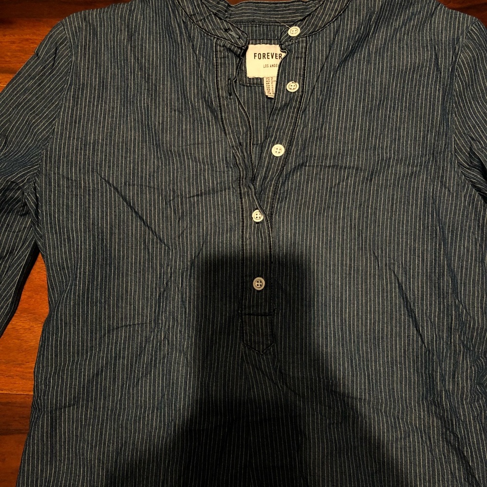 Blue and white pinstripe shirt/tunic